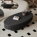 Oval Coffee Table with Storage, Modern Black Coffee Table with Solid Wood by FGXJY