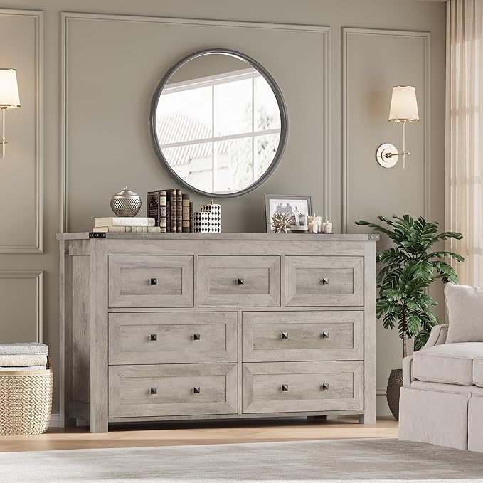 7-Drawer Dresser, Modern Wooden Storage Chest of Drawers, Dresser TV Stand - Image 6
