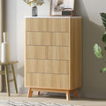Fluted 5 Drawers Dresser for Bedroom, Curved Profile Design, Wood Drawer by Airynee