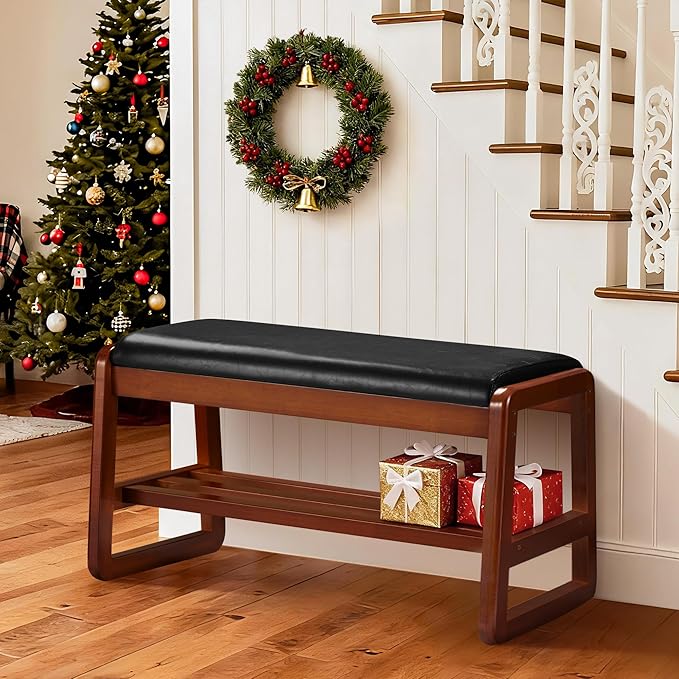 HABUTWAY Solid Wood Shoe Rack, Entryway Shoe Bench by HABUTWAYMakeYourLifeComfortable