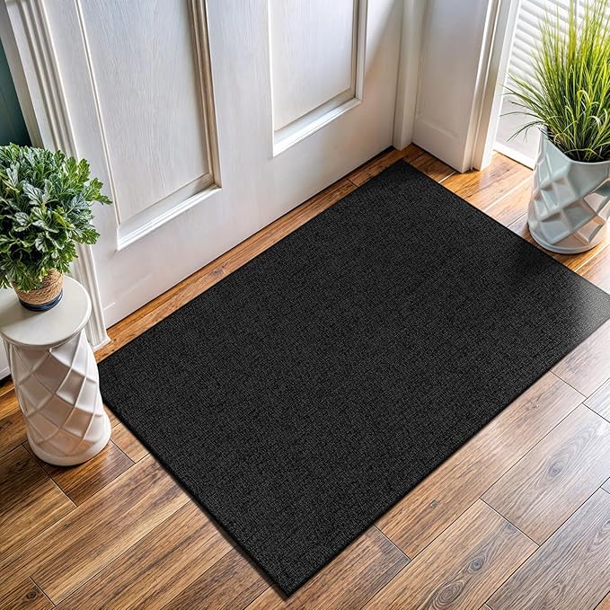 Easy Jute Door Mat 2x3 Indoor Outdoor Natural Rugs Solid Fiber Rug Woven Area by LenaRug