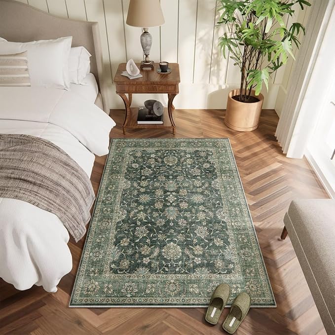 Washable 3x5 Entryway Rug, Boho Non-Slip Vintage Distress Small Rugs - Image 2