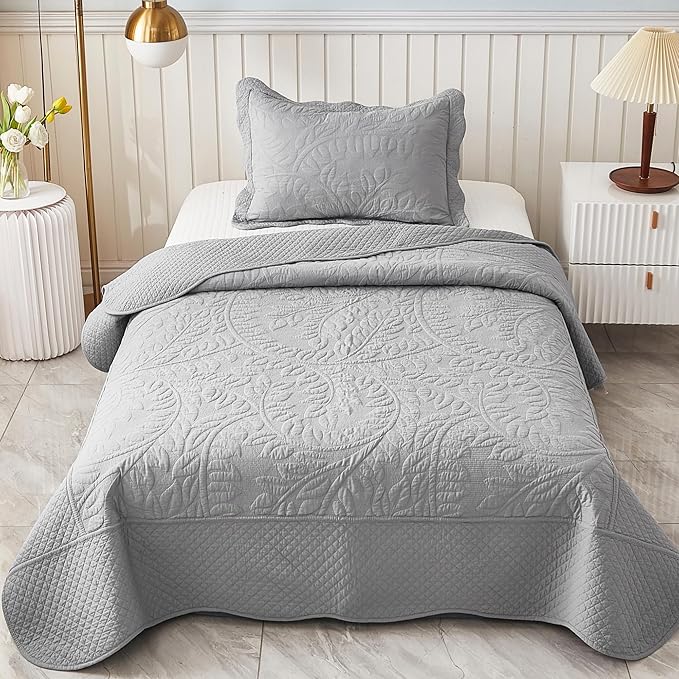 MarCielo 3-Piece 100% Cotton Oversized Bedspread Lightweight Quilt Coverlet by MarCielo