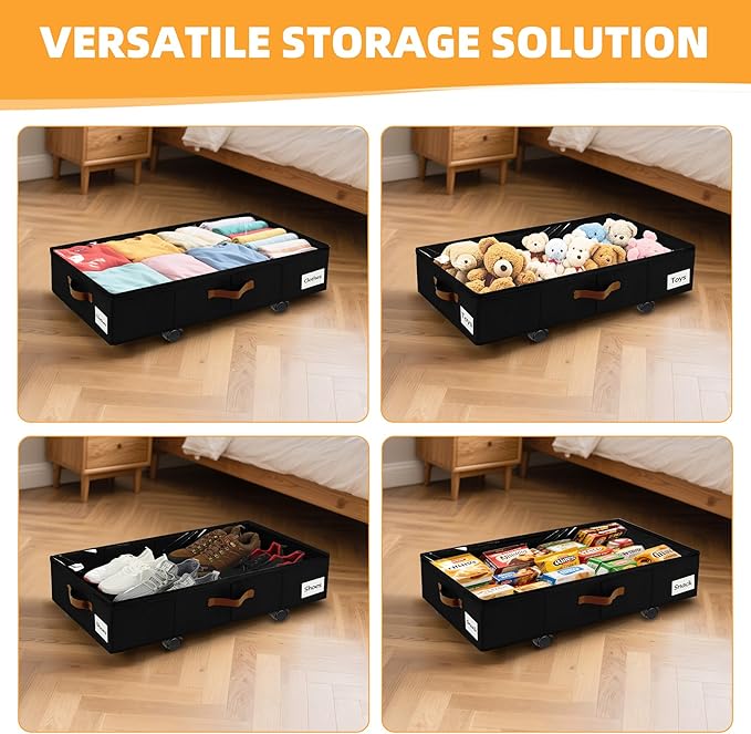2 Pack Under Bed Storage with Wheels – 30.5×17×5.5 Inch, Underbed Storage with - Image 7