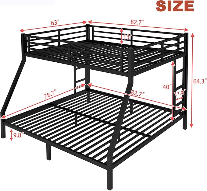 Upgraded Version Thickened Metal Heavy-Duty Queen Over King Bunk Bed, Best - Image 2