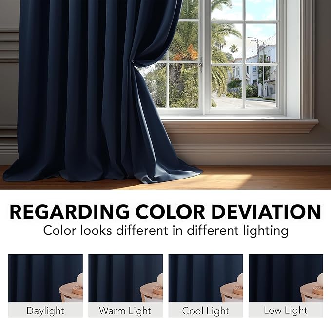 Deconovo Blackout Curtains, Thermal Insulated, W42 x L95 2 Panels, Back Tab - Image 6