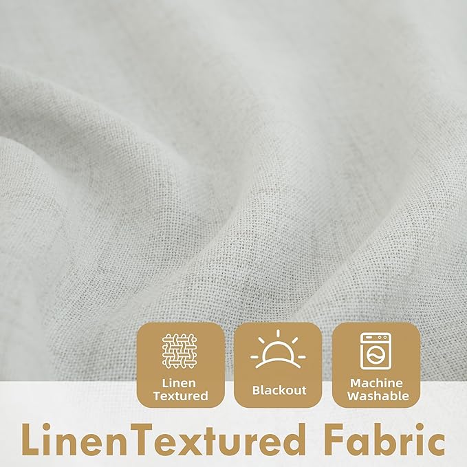 DriftAway Double Layer Linen Blackout Tie Up Curtains Thermal Insulated Fully - Image 3
