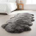 Premium Gray Sheepskin Rug Genuine Fur Bedside Runner 2x6ft by SuperAreaRugs