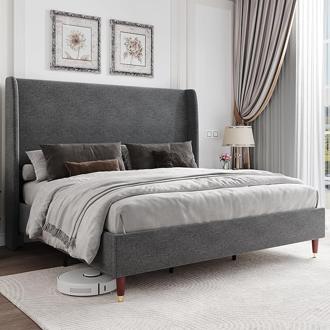 Jocisland King Upholstered Platform Bed Frame by Jocisland