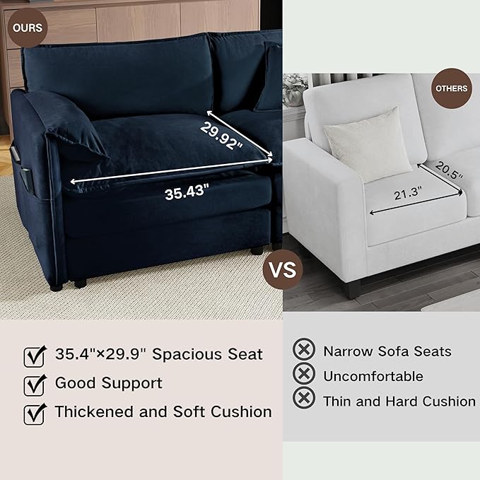 KEIKI Oversized Accent Chair Set of 2, Chenille Deep Seat Single Sofa Chairs - Image 7