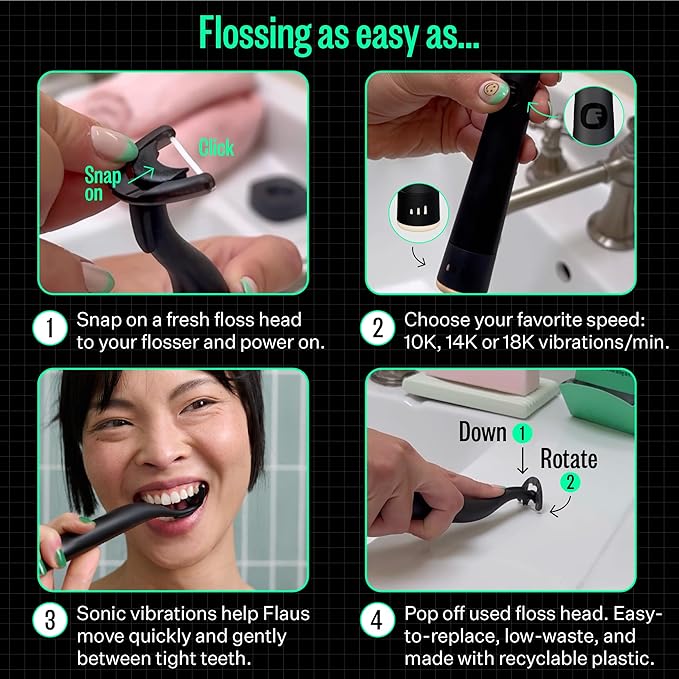 FLAUS Electric Flosser Refills 90ct Extra Strong Woven Dental Floss Heads - Image 5