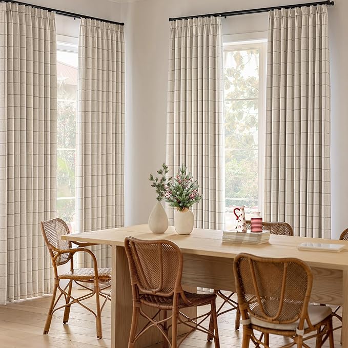 Plaid Pinch Pleated Curtains - Image 2