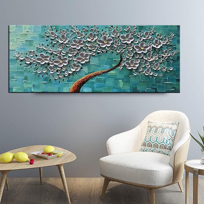 YaSheng Art - 24x60inch Large Wall Art Flowers Oil Painting On Canvas Texture - Image 2