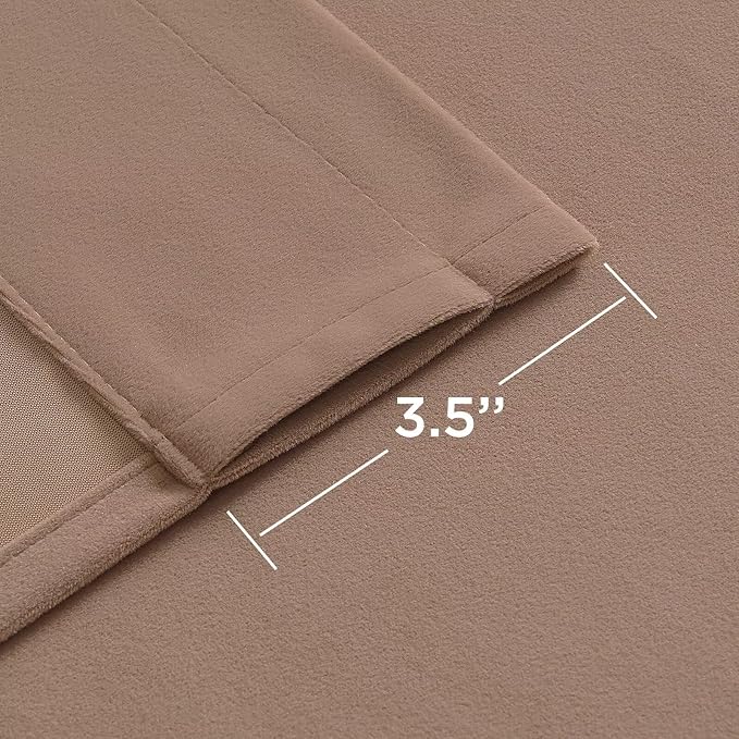 Joydeco Velvet Curtains Rose Beige Blackout Curtains Thermal Insulated 108 - Image 3
