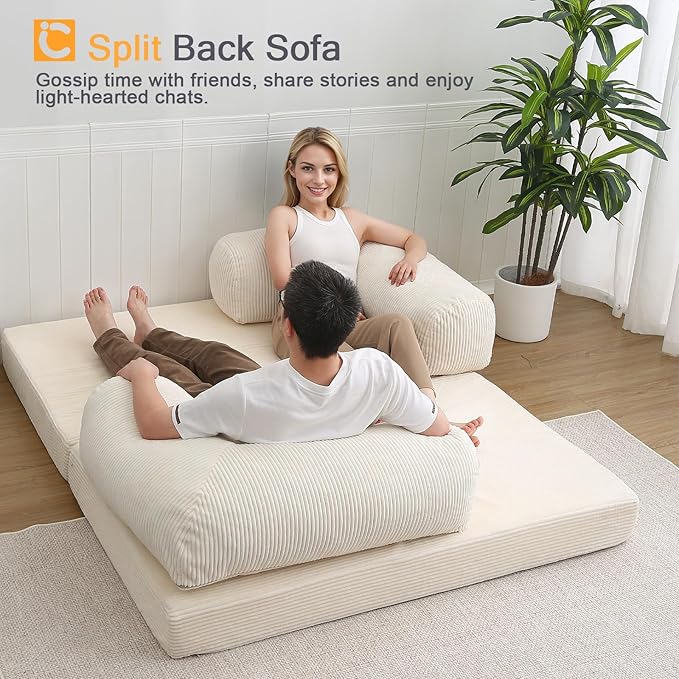 COMAX 4‑in‑1 Futon Sofa Bed Queen – Floor Foldable Convertible Sofa Couch - Image 3