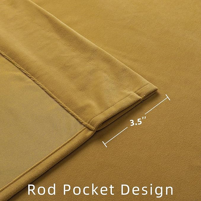 Joydeco Brown Velvet Curtains 108 inch Length 2 Panels, Luxury Blackout Rod - Image 3