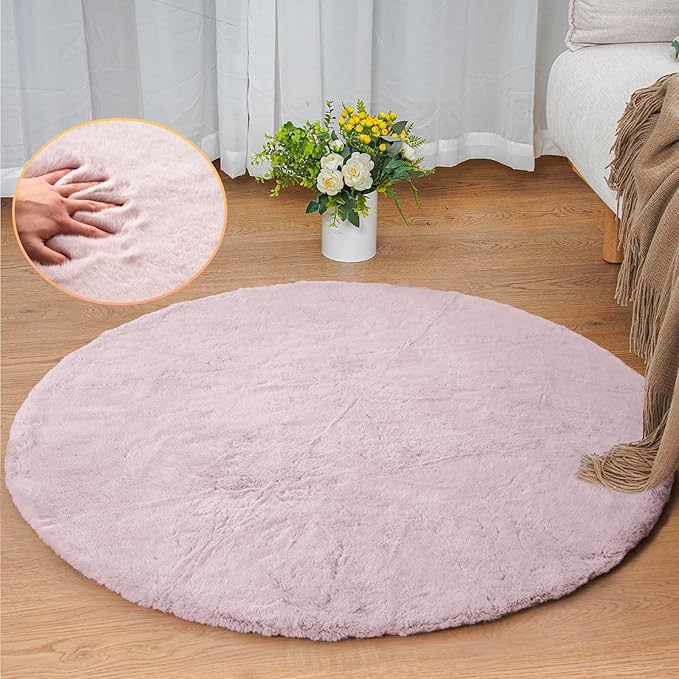 Pink Boho Faux Rabbit Fluffy Fur Rugs - Image 2