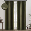 Topfinel Olive Green Linen Blackout Curtains 108 Inches Long by Topfinel