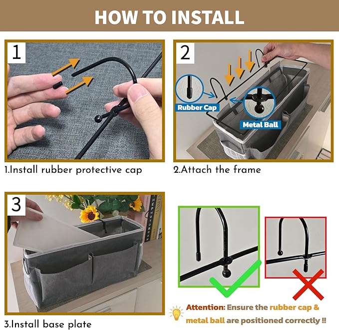 Kanrichu 2pcs Bedside Caddy Hanging Storage Bag, Water Cup Holders, Organizer - Image 3