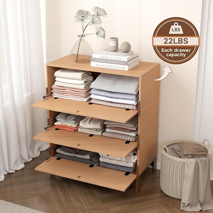 Stackable 3 Drawers Dresser, Customizable Chest of Drawers - Image 3