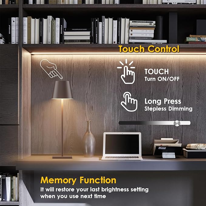 2 Packs LED Cordless Table Lamp, Rechargeable Battery Desk lamp 5500mAh Battery - Image 3