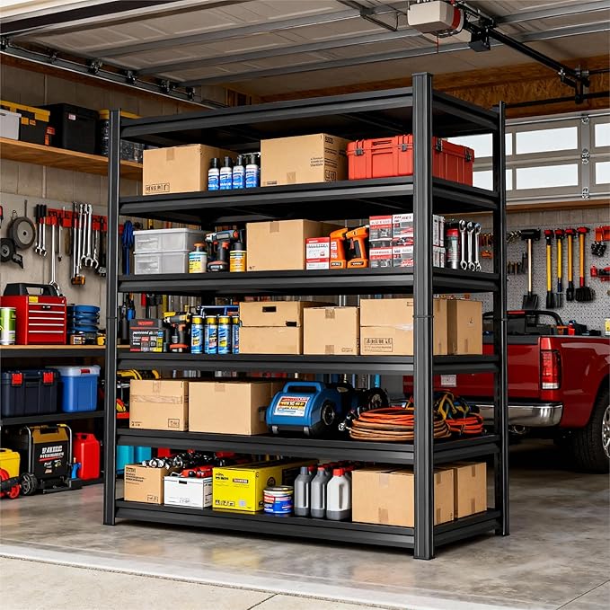 Storage Shelves, Garage Metal Shelving Unit, Adjustable, Double-Layer Column - Image 2