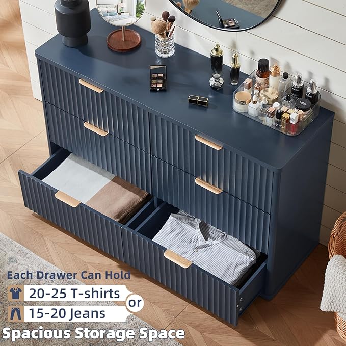 LEYAOYAO 48" Wide Fluted Dresser and 1 Drawers 23" Nightstand Set of 2 - Image 8