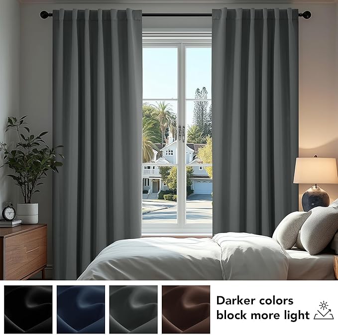 Deconovo Blackout Curtains, Thermal Insulated, W38 x L84 2 Panels, Back Tab - Image 4
