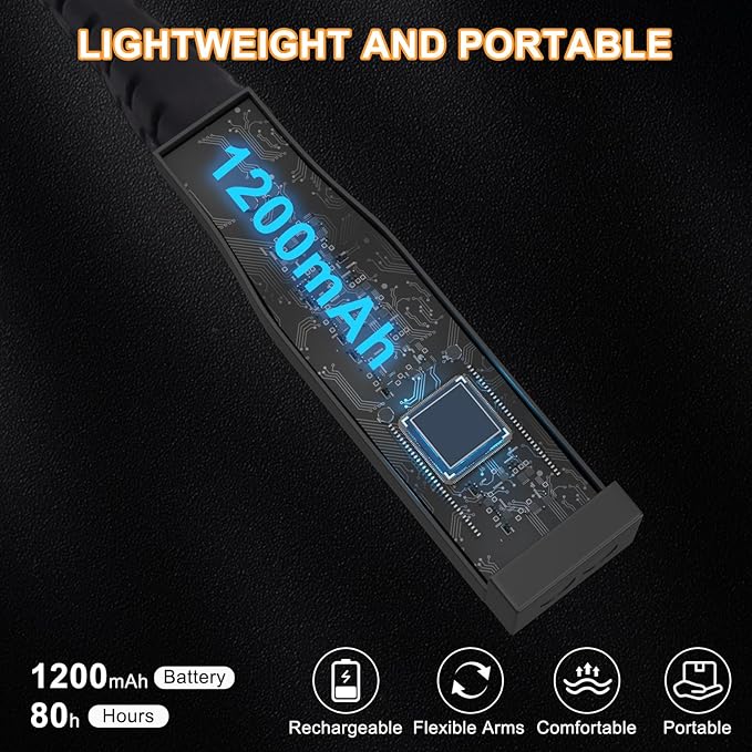 Rechargeable Neck Light with Dual-Sided LED, 1200mAh Battery, Large Velvet Neck - Image 5