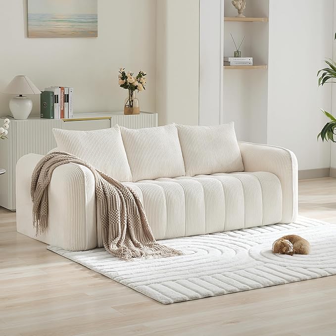 83'' Boneless Corduroy Sofa, Oversized 3 Seater Deep Seat Couch - Image 7