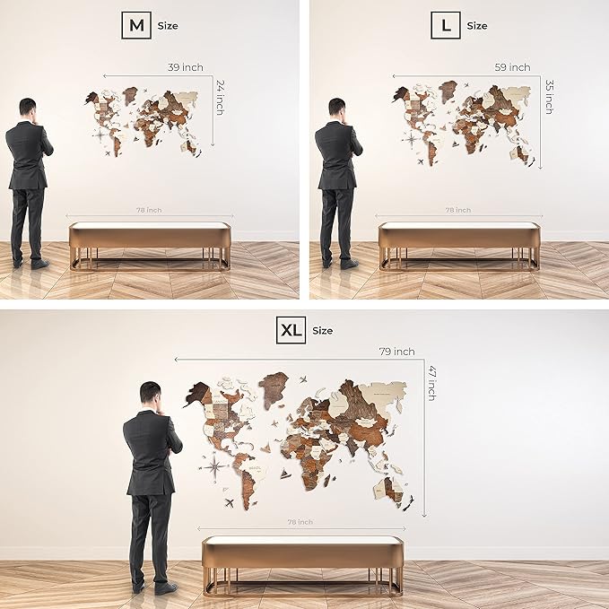 Handmade 3D Wood World Map Wall Art Large Wall Decor Track Your World Travels - Image 8