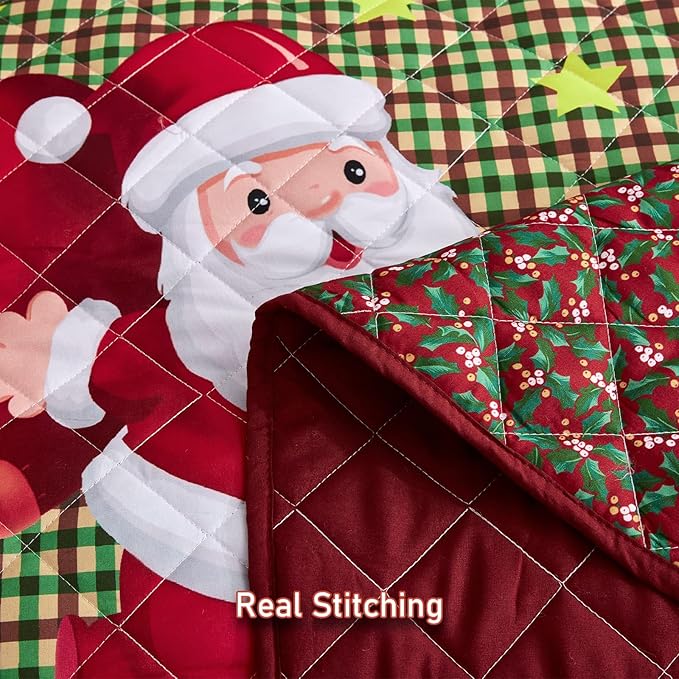 CHIXIN Christmas Oversized Bedspread King Size, Santa Claus Pattern Bedding - Image 4