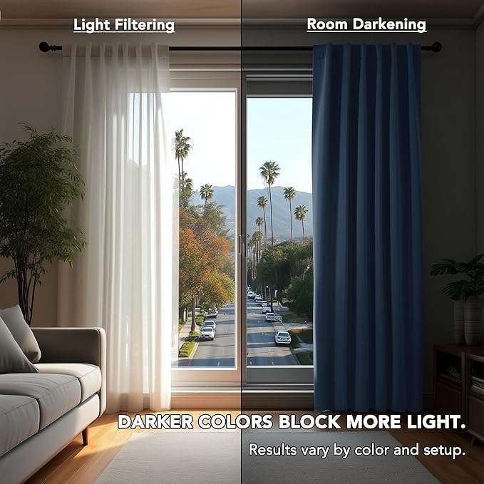 Deconovo Blackout Curtains, Thermal Insulated, W70 x L84 2 Panels, Back Tab - Image 3