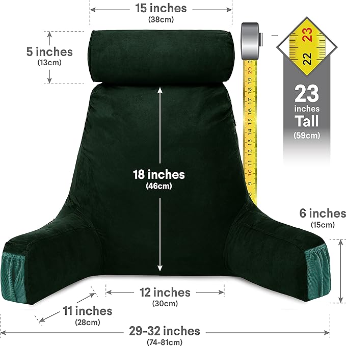 Husband Pillow Medium Aspen Edition Ramona Green, Sit Up Reading & Bed Rest - Image 2