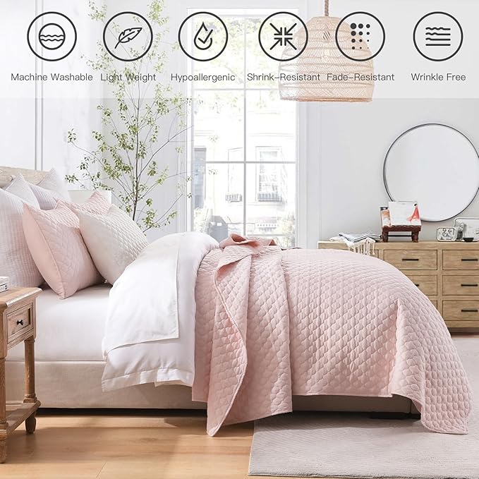 HORIMOTE HOME Quilt King Size Light Pink, Lightweight Quilt - Image 2