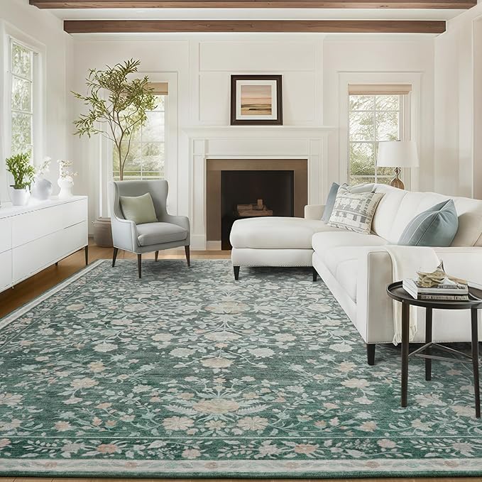 AMADA HOMEFURNISHING 8x10 Area Rugs, Washable Low-Profile Large Living Room Rug by AMADAHOMEFURNISHING