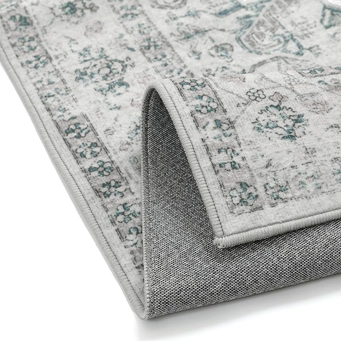 Blue 2x5 Runner Rug Vintage Area Carpet Hallway Indoor Kitchen Washable Low - Image 8