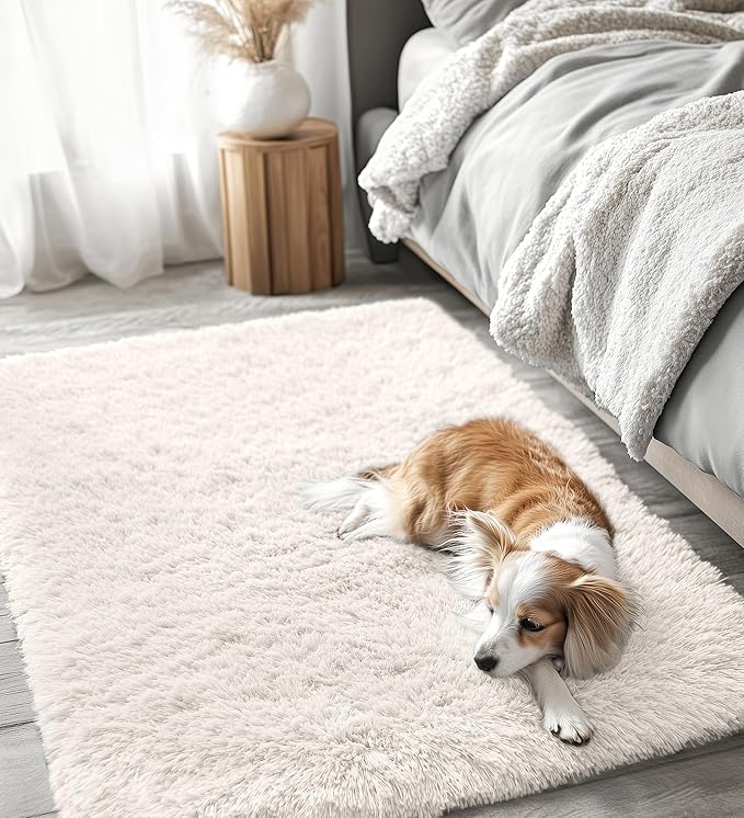OLANLY 3x5 Machine Washable Small Bedside Rug, Soft Fluffy Shaggy Rugs - Image 7
