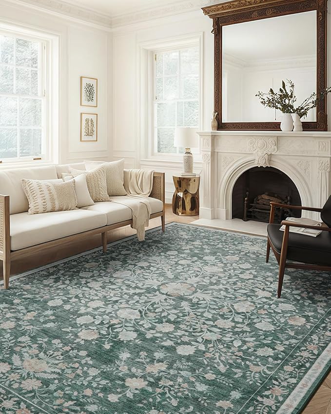 AMADA HOMEFURNISHING 8x10 Area Rugs, Washable Low-Profile Large Living Room Rug - Image 3
