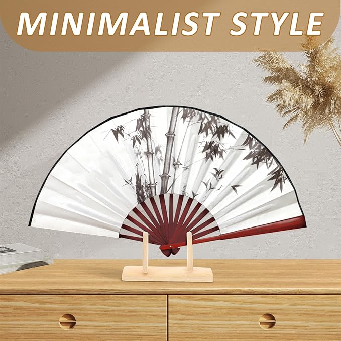 VOSAREA Bamboo Japanese Folding Fan Stand Holder Handheld Fan Display Stand - Image 4
