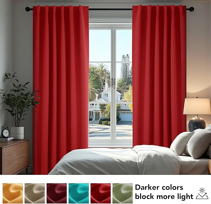 Deconovo Blackout Curtains Back Tab and Rod Pocket Thermal Insulated Room - Image 4