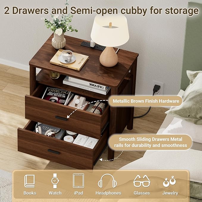 FavourLife Night Stand, Modern Nightstand - Image 5