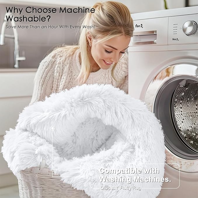 OLANLY 3x5 Machine Washable Small Bedside Rug, Soft Fluffy Shaggy Rugs - Image 2