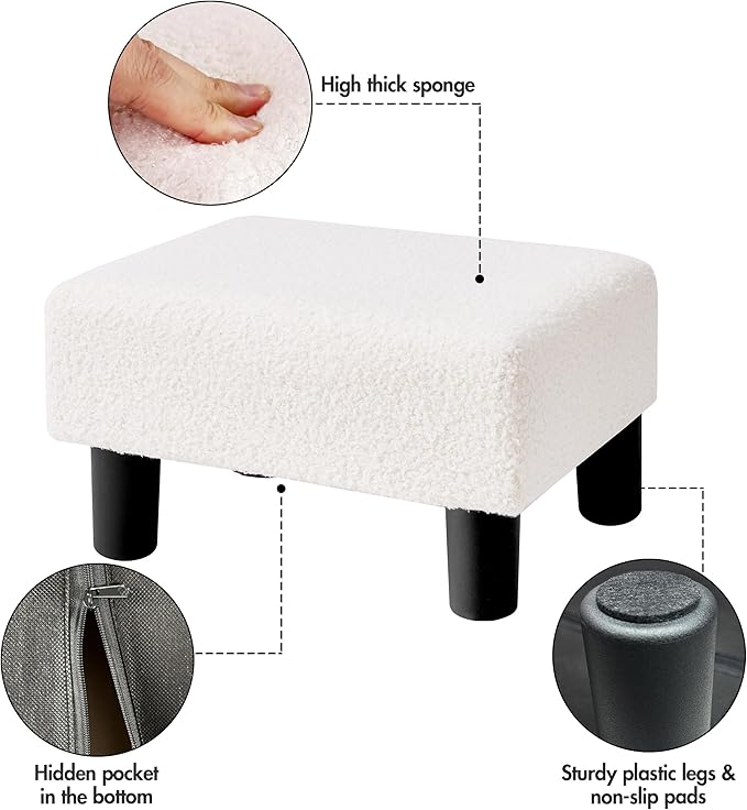 BRIAN & DANY Small Foot Stool Ottoman, Footstool - Image 6
