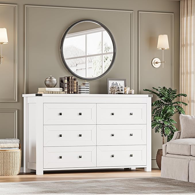 6-Drawer Dresser, Modern Wooden Storage Chest of Drawers, Dresser TV Stand - Image 6