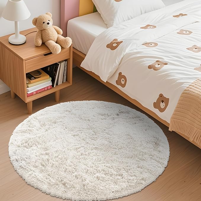 OLANLY Ivory Round Rugs for Bedroom - Image 2