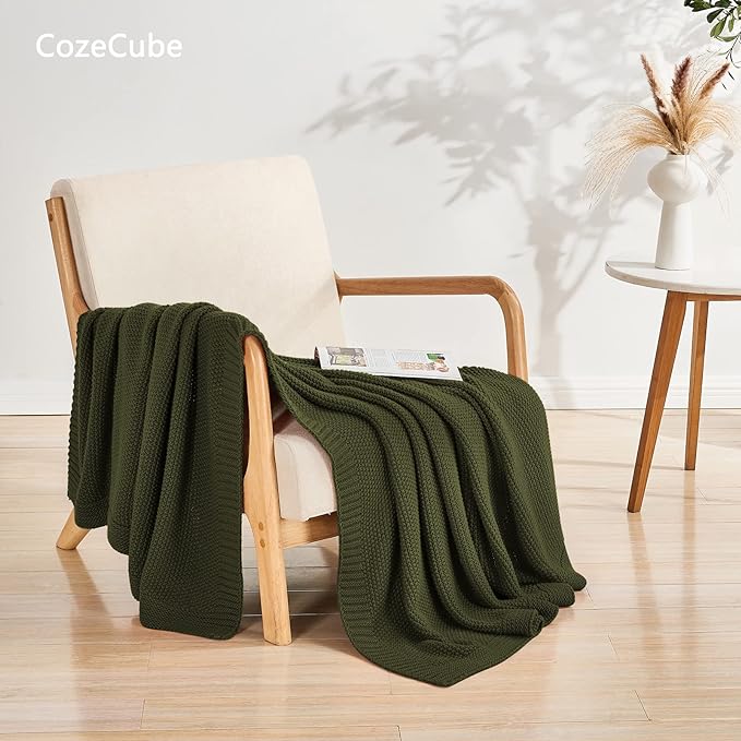 CozeCube Olive Green Throw Blanket - Image 5