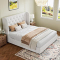 HOMBCK Full Size Bed Frame, Velvet Tufted, Curved Wingback Design, Wooden Slats by HOMBCK