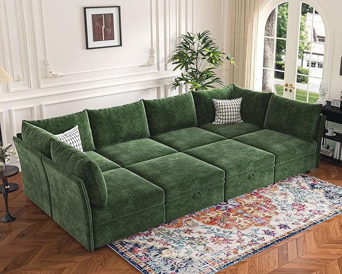 ABCASA 136.4" Oversized Modular Sectional Sleeper Sofa Bed, U Shaped by ABCASA