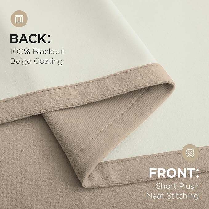 Joydeco Beige 100% Blackout Curtains 102 Inch 2 Panels, Luxury Thermal Beige - Image 9